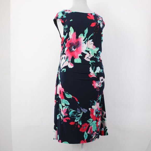 Lauren Ralph Lauren Dress NEW $164 Sz 20W Navy Multi Floral Spring Poly Dress - Picture 7 of 16